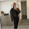 Elegant Stand Collar Pu Leather Jacket Women Full Sleeve Zippers Lady Short Jackets Autumn Chic Female Streetwear