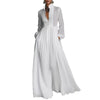 Single Breasted Ladies Pocket Dresses Elegant Stand Collar Long Sleeve Party Dress, Women Spring Solid Casual Dresses