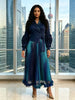Pleated Loose Bronzing Dress Temperament Suit Collar Cranked Flower Long Dress Women's Clothing