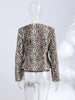O-neck Leopard Short Faux Fur Coats Women Full Sleeve Button Waist Cinching Autumn Winter Jacket Designer Outerwears