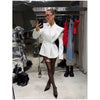 Chic Solid Waist Cinching Blazer Coat Women Wide Shoulder Split Sleeves Single Button Jacket Spring Lady Street Jackets