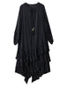Irregular Black Vintage Pleated Dresses For Women Loose Casual Long Sleeve Midi Dress Clothing Spring Autumn