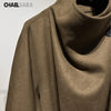 Women's Wool Blend Coat High Neck Belted Wrap Jacket Elegant Long Sleeve Warm Outerwear for Autumn Winter