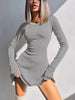 Women Spring Autumn Long Sleeve Knitted Streetwear Bodycon Short Mini Dress Items For Business
