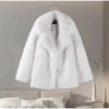 Faux Fur Women's Coat Turn down Collar Long Sleeve Button Pocket Soft Overcoat Thick Warm Winter Outerwear for Ladies