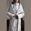 Women's Long Jackets Detachable Shawl Lace Up Waist Cinching Padded Coats Winter Lady Full Sleeve Solid Loose Coat Outerwear
