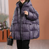 Women White Duck Down Jacket with Hood Autumn Winter Warm Outwear Casual Loose Over Size Outwear Thick Coat
