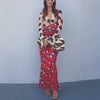 Women Chic Vacation Outfits Leopard Print Sheer Chiffon Shirt Casual Turn-down Collar Mini Dress & Detachable Scarf