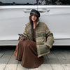 Plaid Print Cotton-Padded Jacket Women Winter Thicken Warm Puffy Bread Clothing Korean Retro Student Down Cotton Parkas Street