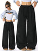 Women's Retro Corduroy Cargo Pants Casual Drawstring Straight Sports Pants Drape Daily Commuting Wide Leg Pants