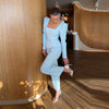 Elegant Woolen Top Pants Women Set Urban Long Sleeve Slash Neck Pleated Blouse Straight Trousers Autumn Winter Lady Suit