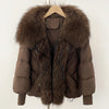 Puffer Coat Women Knit Sleeve Real Fur Coat Winter Large Real Raccoon Fur White Duck Down Jacket Oversized Feather Parka