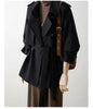 Spring Autumn Khaki Trench Coat for Women Belt Double Breasted Elegant Elegant British Style
