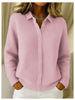 Holiday Button Knitted Lapel Sweater Cardigan Coat Autumn And Winter Solid Color Casual Women's Clothing Sweater