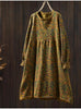 Japanese Vintage Mori Girl Floral Printed Knitted Sweater Pullover Dress Women Autumn O-Neck Long Sleeve Casual Loose Dresses