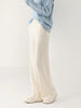 Women Wool Wide Leg Trousers Elastic Waist Side Slit Woman Wool Pants Autumn Winter 100% Merino Wool Knitted Soft Warm Trousers