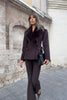 Women Short Fitted Wool Blend Coat, Wide Faux Fur Lapel Collar, Double Breasted Elegant Slim Waist Winter Outerwear For Female