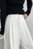Korean White Suit Pants Women Casual Loose High Waisted Wide Leg Pants Ladies Simple All-Match Office Straight Trousers