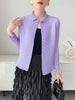Yellow Pleated Women's Elastic Slim Cardigan Coat Autumn Outerwear Stand Collar Jacket 2DB3894