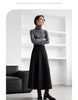 Black Wide-Leg Pants Autumn Flowy Ankle-Length Side Zipper Detail Trousers Office Lady Commuter Bottoms A1738