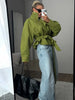 Lace Up Suede Jacket Women Lapel Full Sleeve Single-breasted Pocket Cropped Coat Spring Lady Daily Street Outerwear