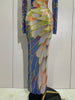 Sparkly Rhinestone Stretchy Mesh See Through Long Dress Women Birthday Party Performance Nightclub Stage Costume