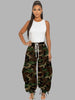 Women Streetwear Drawstring Pants Autumn Winter Camouflage Print Loose Safari Cargo Harem Hip Hop Trousers