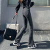 Woman High Waist Vintage Flare Jeans Female Elastic Bell Bottom Pants Girls Black Brown Deep Blue Light Blue Denim Trousers