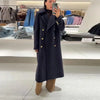 Elegant Shawl Collar Lace Up Long Woolen Coat Women Full Sleeve Belt Lapel Thick Overcoat Autumn Winter Lady Chic Outwear