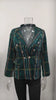 Casual Thin Suit Lady Long-sleeved Blazer Double-breasted Check Blazer Slim Fit Office Lady Elegant Chic Jacket Coat
