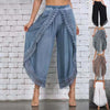 Lace Harem Pant Women Loose Solid Wide Leg Arc-Shaped Cutting Pants Women Lace Long Leggings Oversize 5Xl