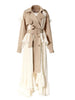 Niche Lace Splicing Design Blazer Sense Spring Women Highend Belted Jacket Slim Long Irregular Suit Trench Coat