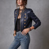 Women's Faux Leather Cropped Jackets Autumn Winter Coat Long Sleeves Stand Collar Double Breasted Casual Outerwear for Woman