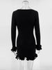 Fungus Edge Knitted Dress For Women Sexy Slim Long Sleeve Mini Dress Contrast Color Spring Vacation Dress