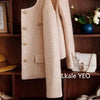 Women's Short Jacket Spring Autumn Round Neck Temperament Tweed Lady Outerwear Long Sleeve Ladies Leisure Coat