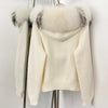 Knitwear Cardigan Women Spring Knitted Jacket Female Autumn Hooded Real Fox Fur Coat Natural Short Fur Coat Casual