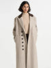 Waist Cinching Woolen Long Coat For Women Lapel Long Sleeve Single-breasted Coat With Belt Lady Commuter Outwears