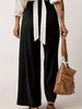 Plus Size Women Casual Wide Legs Pants Elegant Office Lady Loose Solid High Waist Trousers