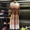 Designed Women's Pleated Dress O-neck Loose Fit Color Block Beaded Long Sleeve Famale Clothing 2DB6598