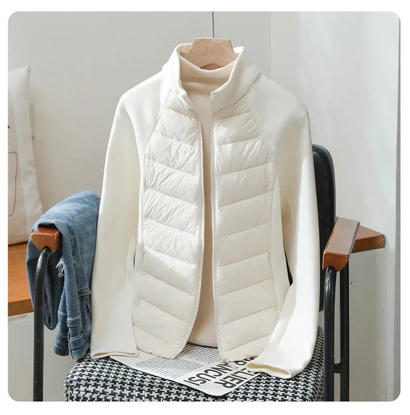 Women's Short Lightweight Down Cotton Coat Autumn Winter Stand-up Collar Zipper Puffer Parkas Jacket Casual Windproof