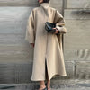 Chic Stand Collar Long Woolen Coats Women Loose Puff Sleeve Single Breasted Solid Warm Overcoat Autumn Winter Lady Outwear