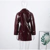 PU Leather Skirt Sets Women Lapel Long Sleeve Double-breasted Jacket Hip Package Short Skirt Suits Female Street Outfits