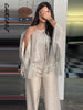 Sequined Tassel Oversized Shawl Tops Women Sexy Roud Neck Long Sleeve Shining Loose Fitting Capes Chic Ladies Partywear Clubwear