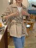Women's Vintage Trench Coat Jacket with Belt Double Breasted Short Slim Windbreaker