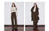 Women Casual Pants Autumn and Winter Mid Waist Workwear Style Straight Woolen Pants