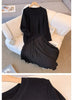Women Loose Irregular Knit Maxi Dress Autumn Winter Ladies Splicing Together Vestidos Female Fake Two Pieces Long Dresses