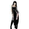 Dark Punk High Split Hem Straps Dess 90s Streetwear Gown Women Sexy Corn Bandage Velvet Dresses Mall Gothic Clothing