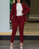 2Pcs Women's Solid Color Suit + Trousers Two-Piece Set Slim Fit Business Double Breasted Formal Female Clothes Outfit