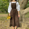 Retro Women's Corduroy Dress Square Neck Casual Medieval Dresses Vestidos Para Mujer