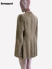 Autumn Winter Elegant Chic Short Fitted Faux Fur Blazer Women Single Button Puff Sleeve Fluffy Jacket